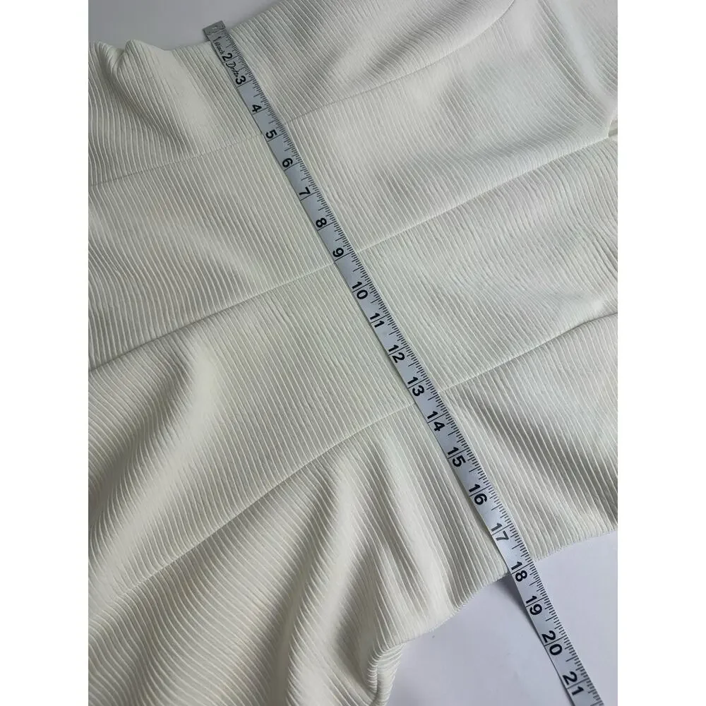Hutch Anthropologie White Ribbed Fit & Flare Dress XL Clean Girl Minimalist - Picture 7 of 9